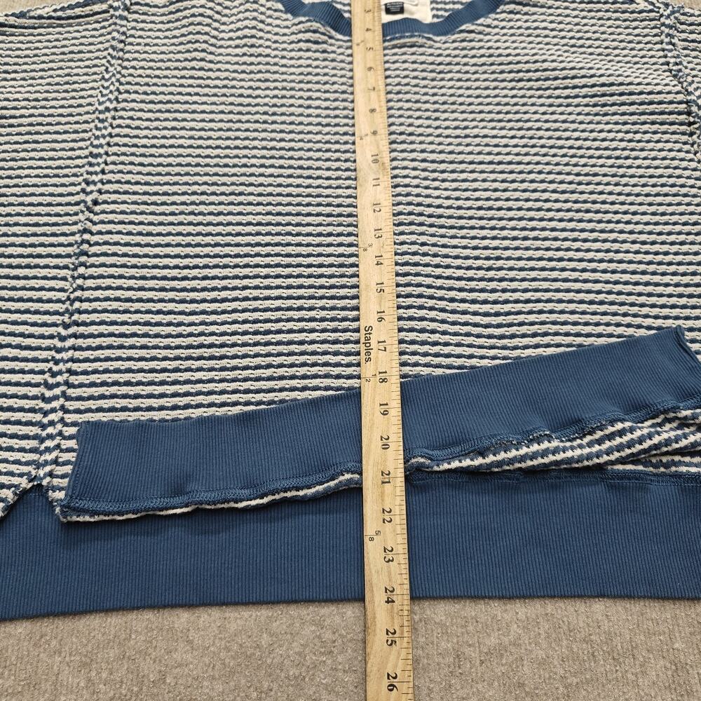 American Eagle Big Hug Notch Neck Waffle Sweatshirt Size XL White Blue Stripe - Picture 5 of 5